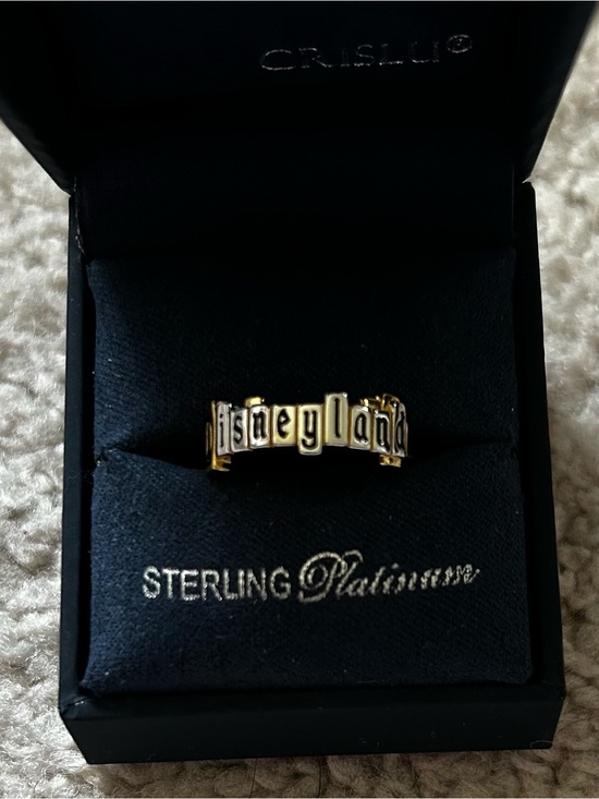 Disney Jewelry - CRISLU Disney Sterling Platinum Gold Ring Disneyland Marquee New Size 7
